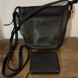 Margot purse leather mini bucket bag with wallet black crossbody